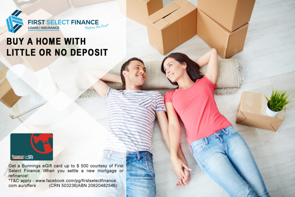 Happy young couple lying on the floor of new house and looking at one another